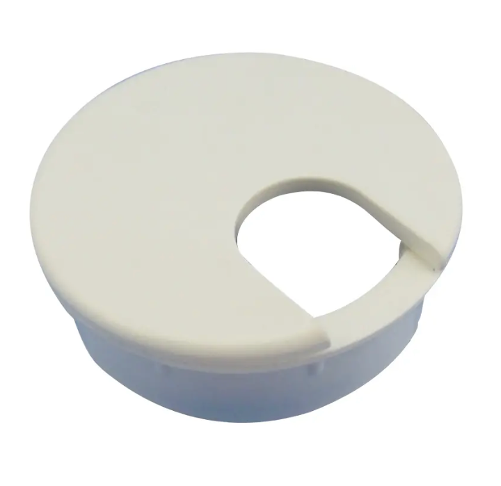 2-1/2" White Round Wire Grommet with 2" Bore Hole - Plastic Cable Management HC-6730-010