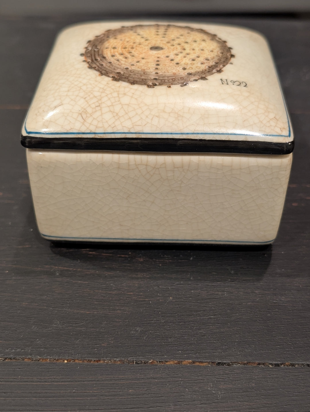 HomArt sea urchin porcelain keepsake box with naturalist-style urchin illustration on lid