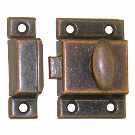 Antique Copper Stamped Steel Cupboard Turn Latch 2-1/8