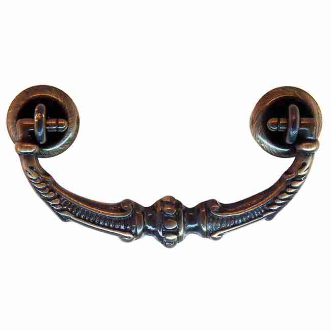 Victorian Bail Pull – Antique Cast Brass, 3" Centers, American Oak Style | BM-1190AB