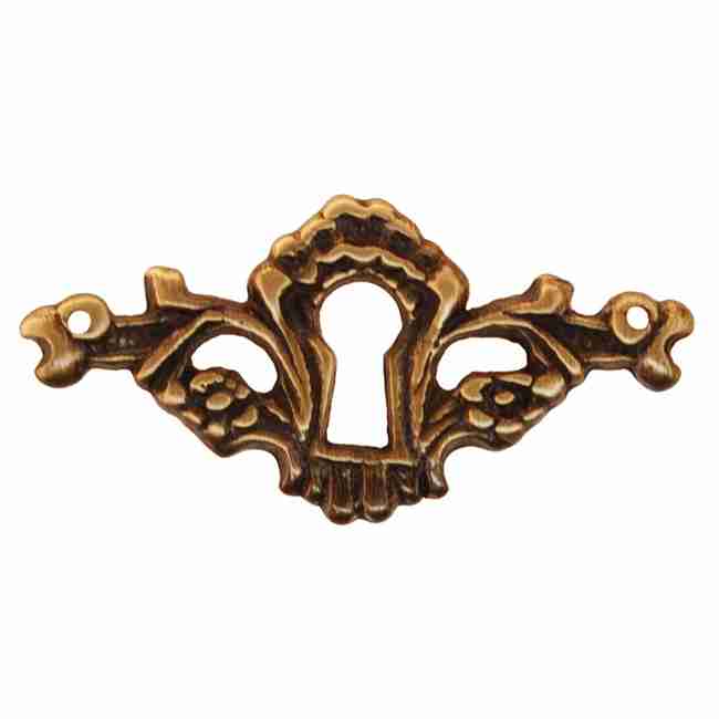 Victorian Keyhole Cover, Antique Brass, 2-1/4" x 1-1/8" – Solid Cast Brass (BM-1201AB)