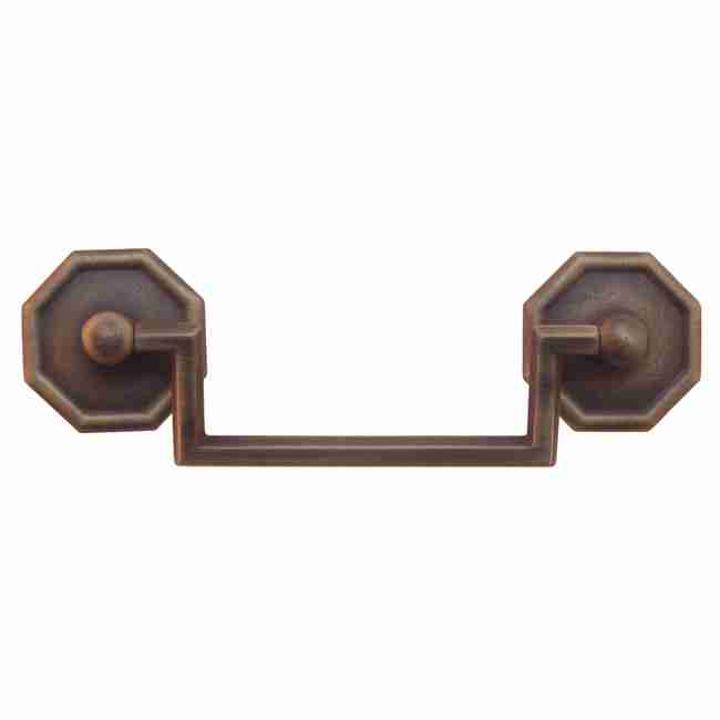 Antique Brass Octagon Drawer Pull, 3-1/2 Inch Centers BM-1319AB