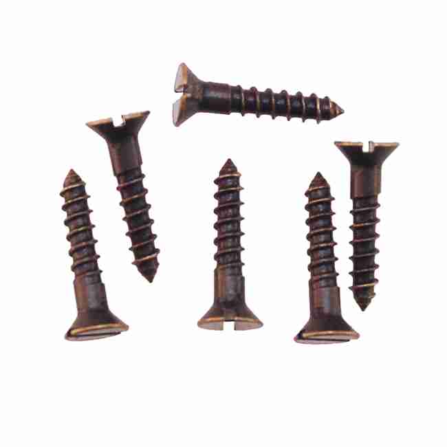 Antique Brass Wood Screws – #5 x 5/8" Slotted Flat Head (BM-1006AB)