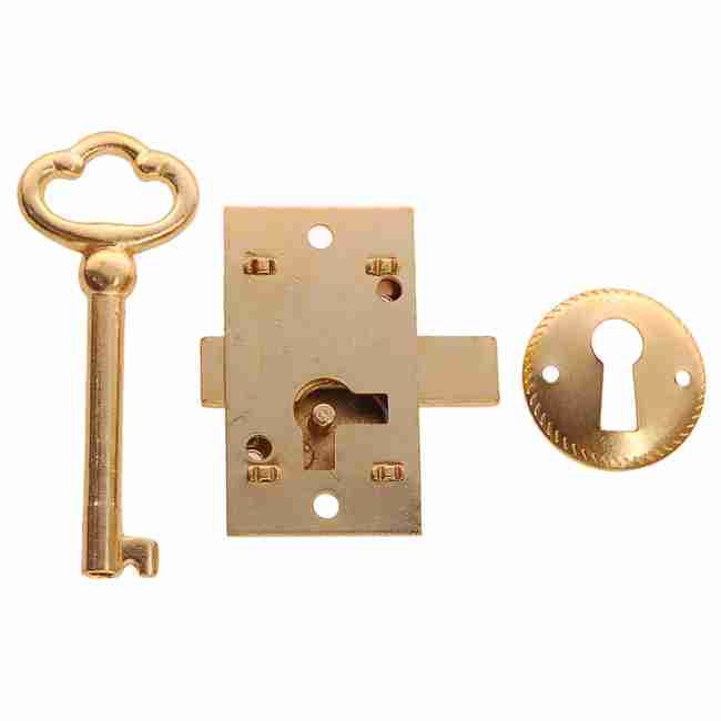 Flush Mount Cabinet Lock – Steel, 1-3/4" x 1", Includes Key & Escutcheon | BM-6536PB