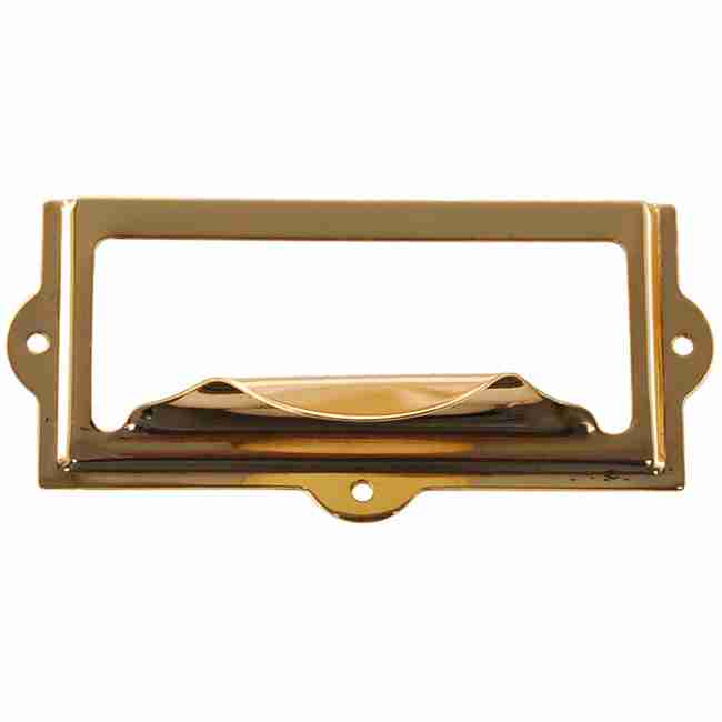 Brass File Cabinet Label Holder with Finger Pull - BM-1403PB