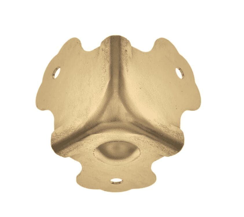 Brass Plated Trunk Corner - Raised Dome Foot 2-1/4" | Antique Trunk Hardware OBL-1755BP