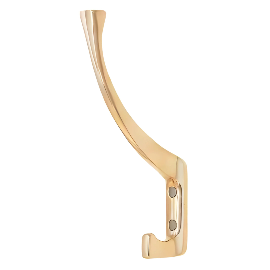 Cast Brass Mission Style Coat Hook, Polished Brass, 5-1/2" High – BM-1902PB