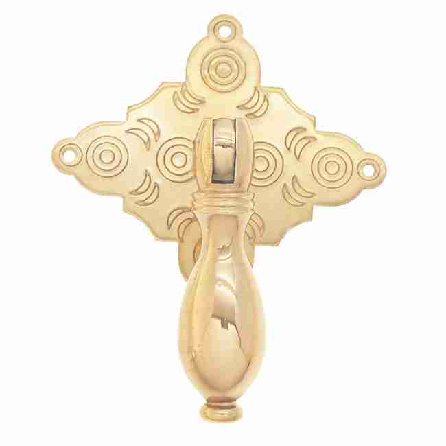 Colonial Revival Tear Drop Pull – Stamped Brass with Chased Plate BM-1276PB