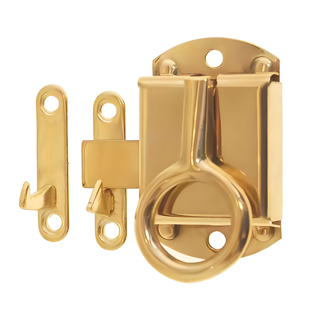 Napanee Style Brass Ring Pull Latch, Right Hand – Hoosier Cabinet Hardware (BM-1603PB)