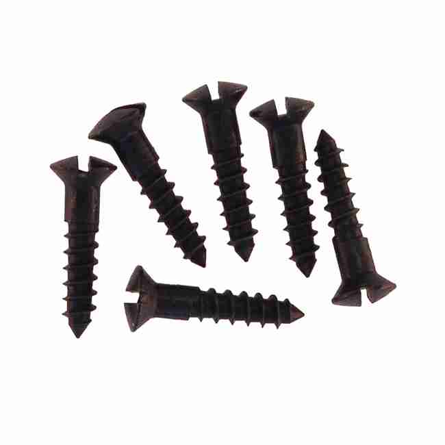 Black Oval Head Slotted Wood Screws #5 x 5/8" – Solid Brass, 20-Count (BM-1010OB)