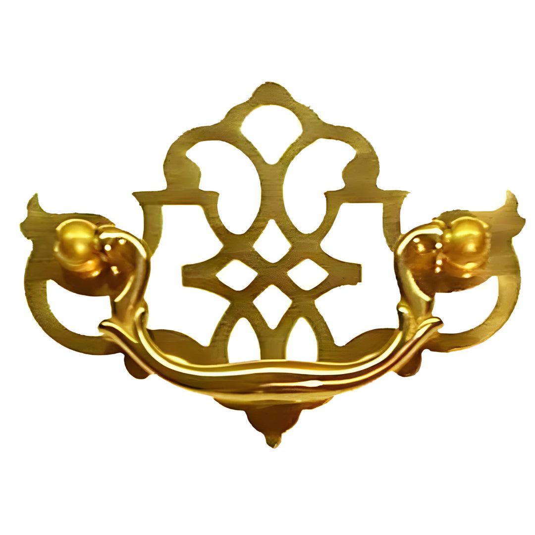 Solid Brass Pierced Chippendale Drawer Pull, 3 Inch Centers - BM-1173PB