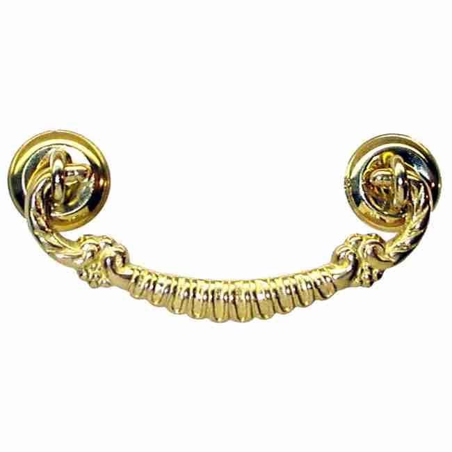 Polished Brass Bail Drawer Pull, 3 Inch Centers, 7/8 Inch Backplates – BM-1191PB