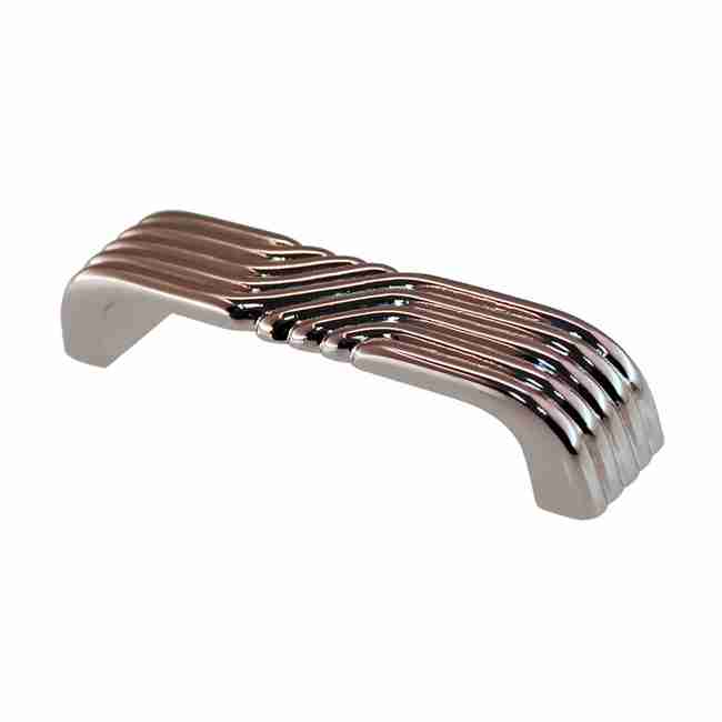 Art Deco Drawer Pull, Polished Nickel Plated Solid Brass, 3-1/2 Inch Centers, 4 Inch Wide – BM-1332PN