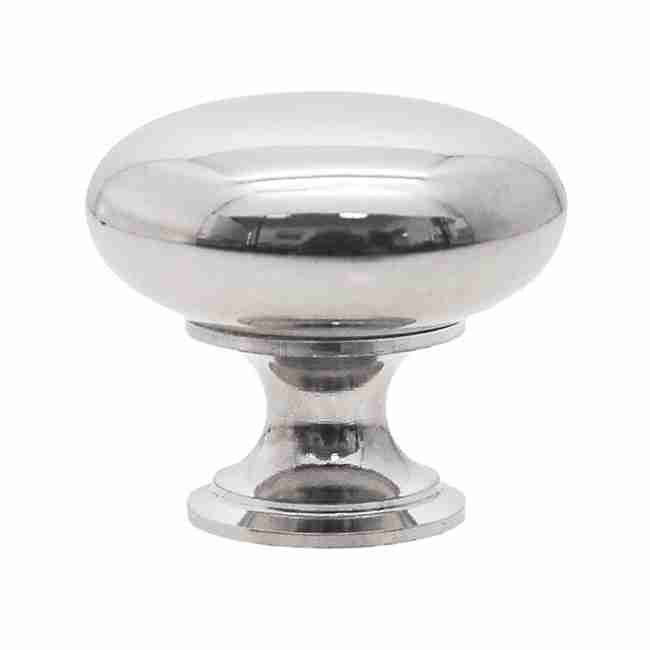 Round Polished Nickel Cabinet Knob, 1-1/4" Diameter – Solid Cast Brass (BM-1238PN)