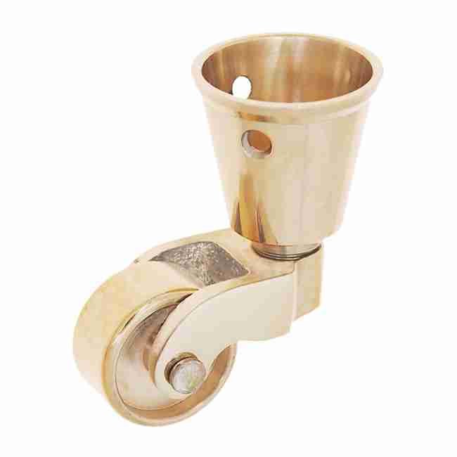 Small Solid Brass Cup Caster – Philadelphia Pattern, 1" Wheel BM-1372PB