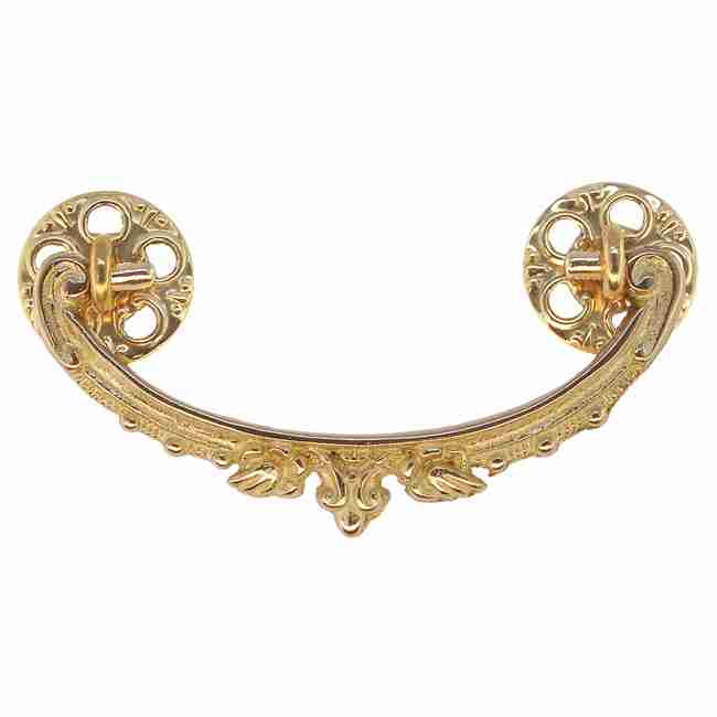 Cast Brass Victorian Bail Pull – Polished Brass, 3" Centers (BM-1192PB)