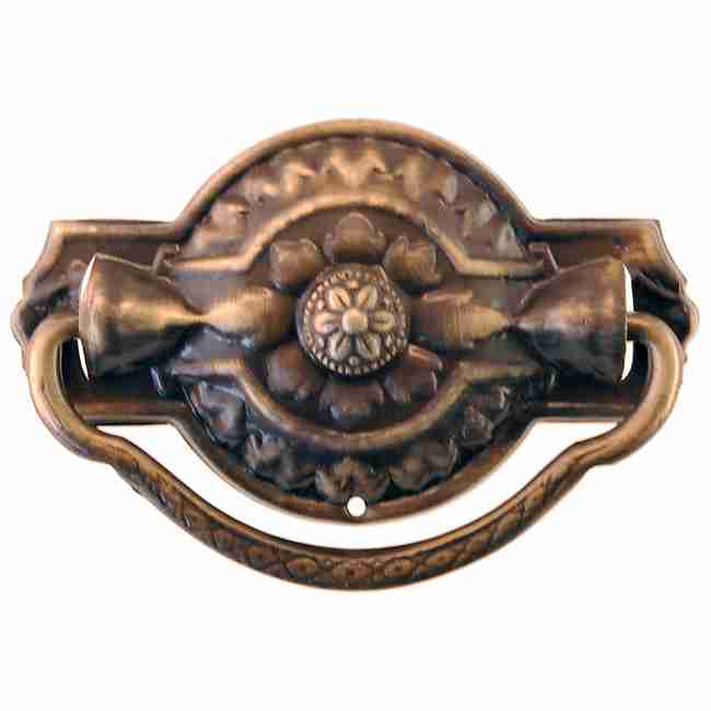 COLONIAL REVIVAL ANTIQUE BRASS CENTER MOUNT DRAWER PULL BM-1165AB