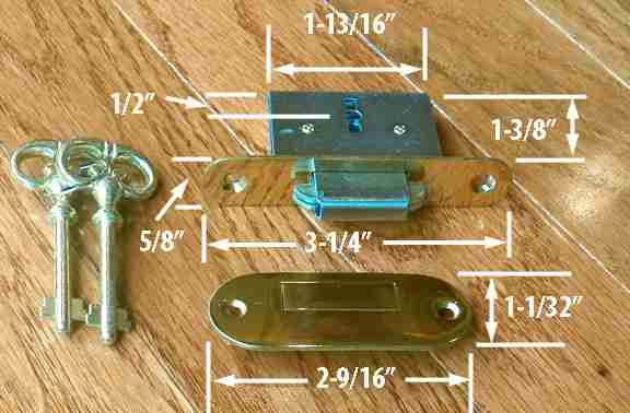 ROLL TOP DESK LOCK 2 KEYS AND LOCK PLATE PLATE NO KEY HOLE COVER BM-6550