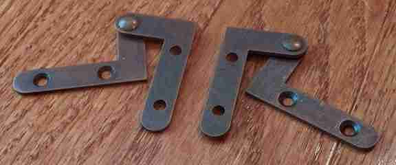 BOTTOM AND TOP OF DOOR HINGES PAIR RIGHT ANGLE INSET 1-3/4 INCHES LONG H-163L