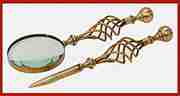Brass Swirled Handle Magnifying Glass And Letter Opener Set UDA-1026