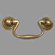 ANTIQUE BRASS PLATED QUEEN ANNE BAIL DRAWER PULL 2-1/2 INCH CENTERS TR-T4542/25D