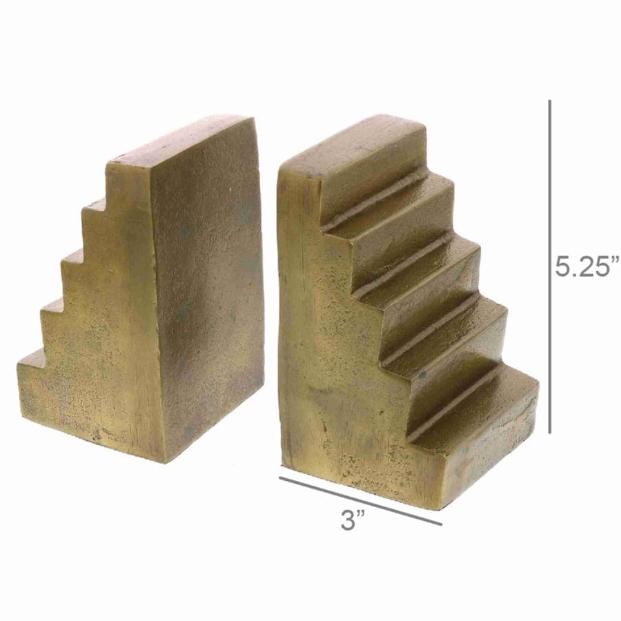 Stair Bookends: Playful Design Meets Functionality in Metallic Brass Finish